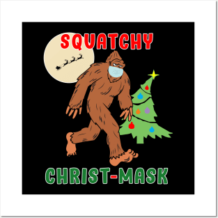 Bigfoot Squatchy Christmas Mask Social Distance. Posters and Art